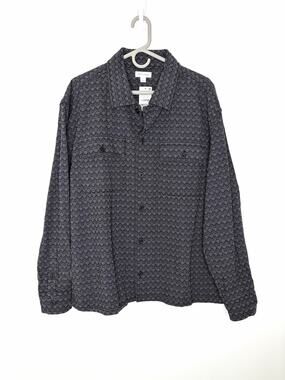Sun + Stone Theo Jacquard Overshirt Mens Sz L Navy 100% Cotton Preppy Casual NWT